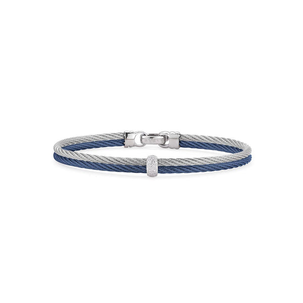 Blueberry &amp; Grey Cable With Diamonds Bracelet - 1