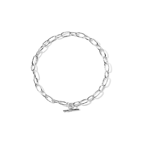 Faceted Oval 19 Link Necklace in Sterling Silver - 1