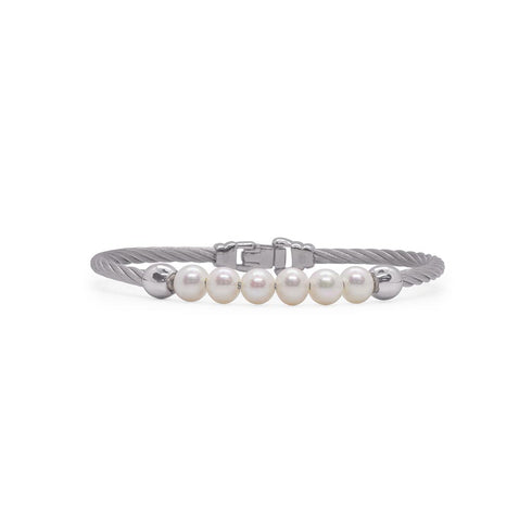 Grey Cable with Freshwater Pearls Bracelet - 1