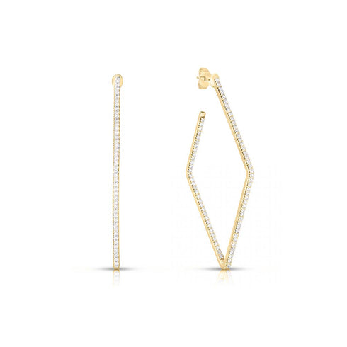 Perfect Diamond Square Large Hoop Earrings - 1