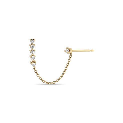 Diamond Double Stud Chain Earring - 1