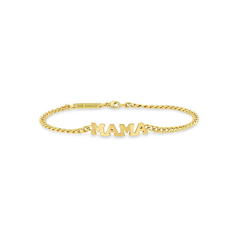 Pave Diamond MAMA Small Curb Chain Bracelet - 1