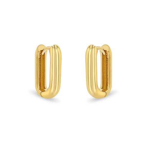 Thick Medium Oval Hinge Hoops Earrings - 1