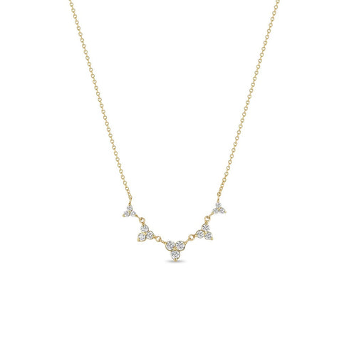 5 Linked Graduated Diamond Trio Necklace - 1