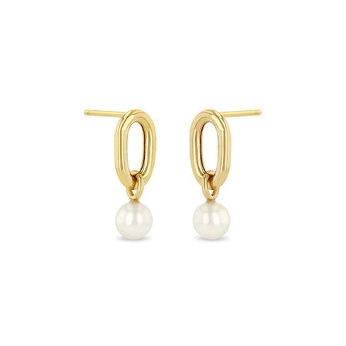Single XXL Link Pearl Drop Earrings - 1