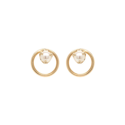 Small Circle Pearl Studs - 1