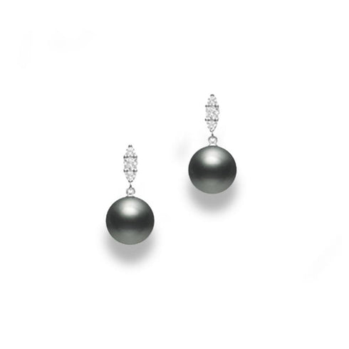 9mm Black South Sea &amp; Diamond Earrings - 1