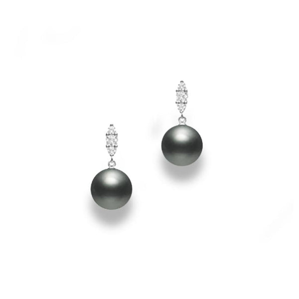 9mm Black South Sea &amp; Diamond Earrings - 1