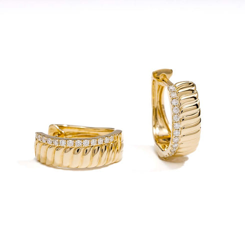 Prong Huggie Round Diamond Earrings - 1