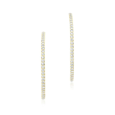 Large Inside Outside 1ct Diamond Hoop Earrings - 1