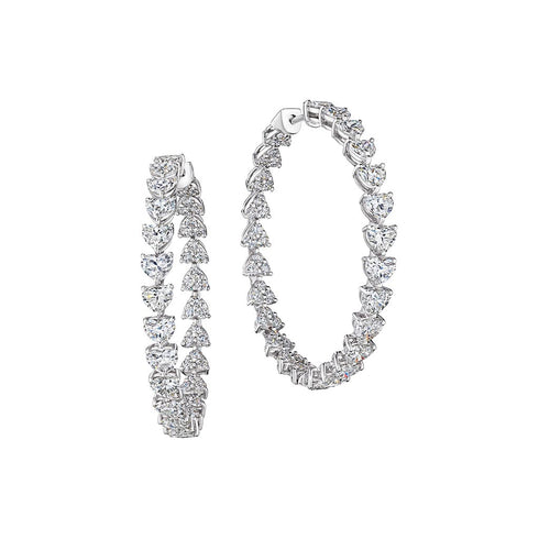 Inside Out Hoop Heart Diamond Earrings - 1