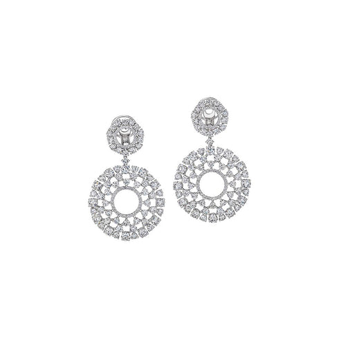 Lattice Disc Dangle Diamond Earrings - 1
