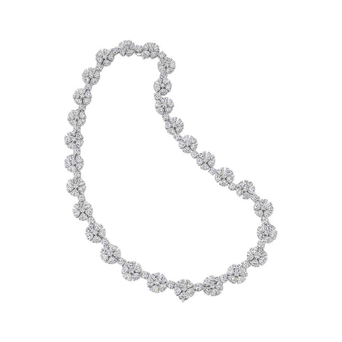 Tennis Station Heart Round Diamond Necklace - 1