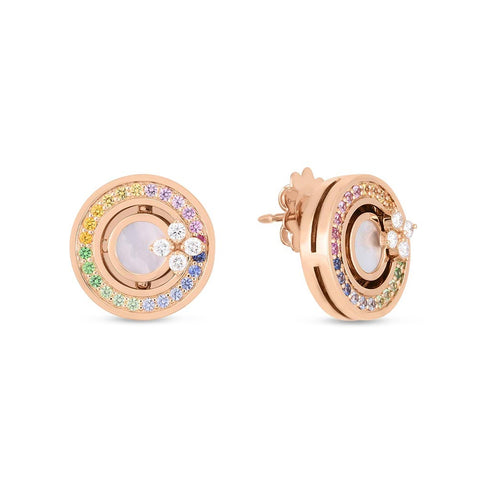 Love In Verona Rainbow Studs With Sapphires Diamonds And Mother Of Pearl - 1