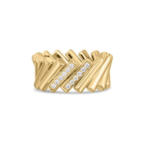 Gold Domino Double Diamond Accent Ring - 1