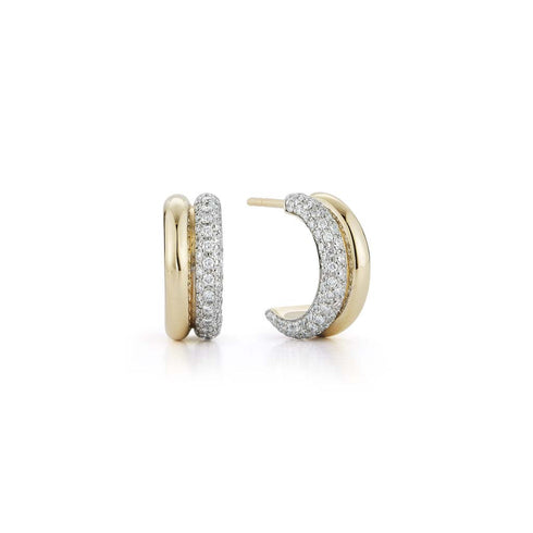 Thoby Gold And Diamond Tubular Huggie Earrings - 1