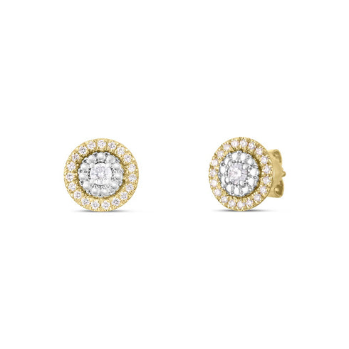 Gold Siena Small Pave Dot Earrings - 1