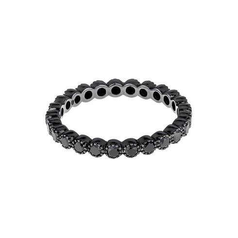 Bezel Black Diamond Blackened Gold Band Ring - 1