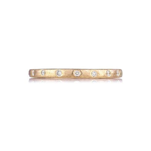 Dunes Narrow Diamond Brushed Band Ring - 1