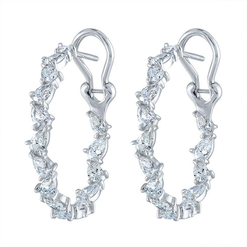 Zig-Zag Hoop Pear Cut Diamond Earrings - 1