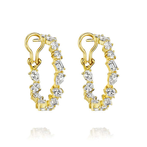 Hoop Mixed Cut Diamond Earrings - 1