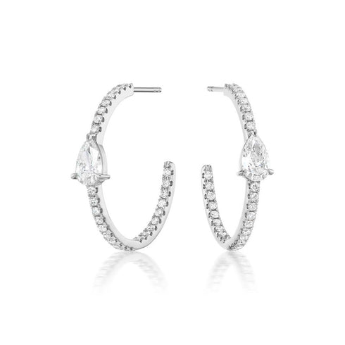 Hoop Pear Cut Diamond Earrings - 1