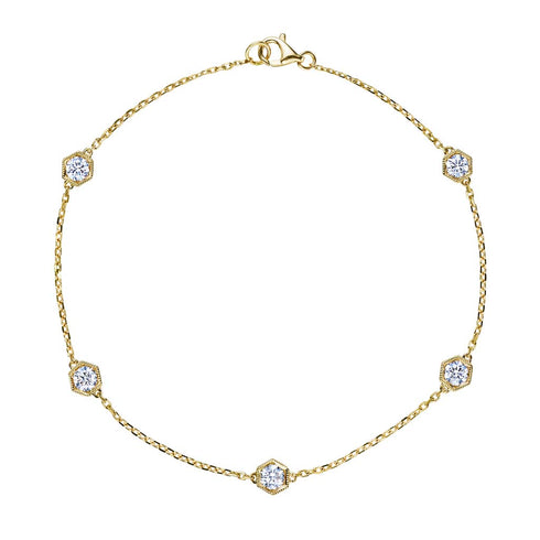 Hexagon Station Diamond Bracelet - 1