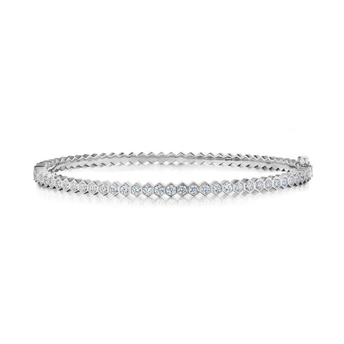 Hexagon Bezel Set Diamond Bracelet - 1