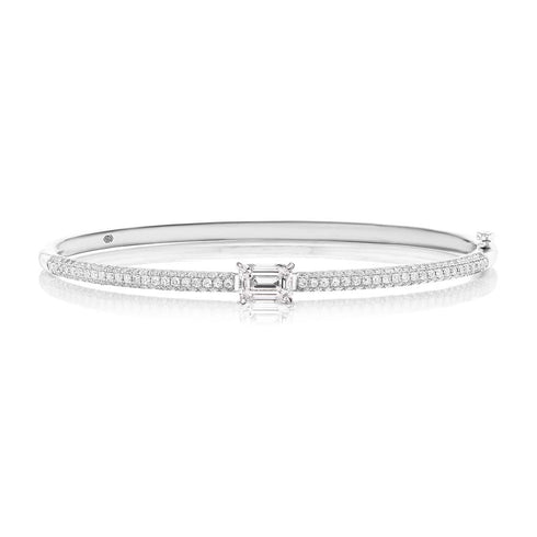Emerald Cut East West Diamond Bangle - 1