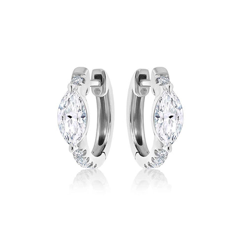 Huggie Marquise Cut Diamond Earrings - 1