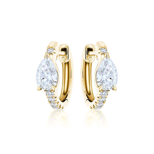 Huggie Pear Cut Diamond Earrings - 1