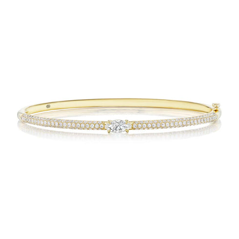 Marquise Cut East West Diamond Bangle - 1