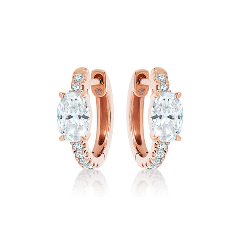 Huggie Oval Cut Diamond Earrings - 1