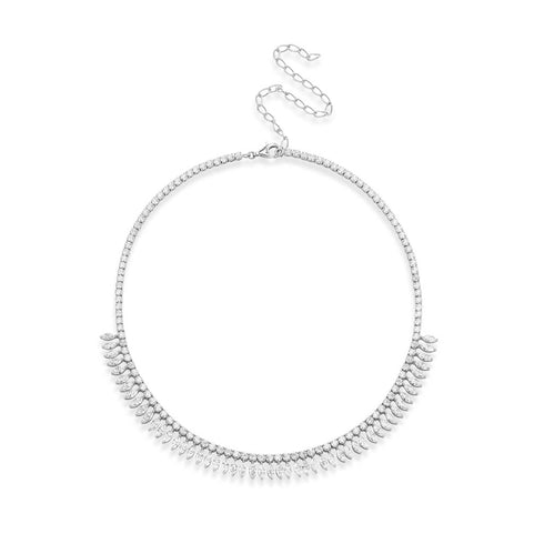 Marquise and Round Cut Diamond Necklace - 1