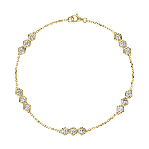 Hexagon Trio Station Diamond Bracelet - 1