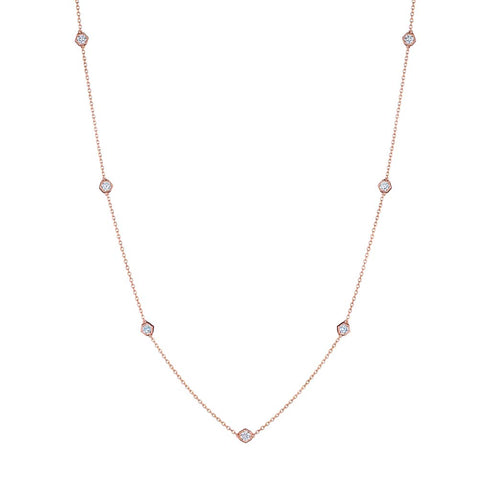 Hexagon Station Bezel Set Diamond Necklace - 1