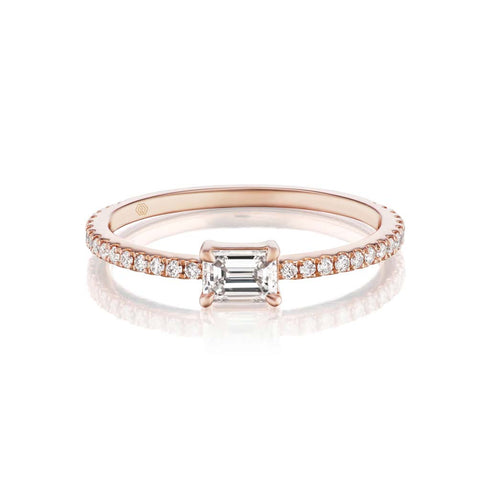 Emerald Cut East West Diamond Engagement Ring - 1
