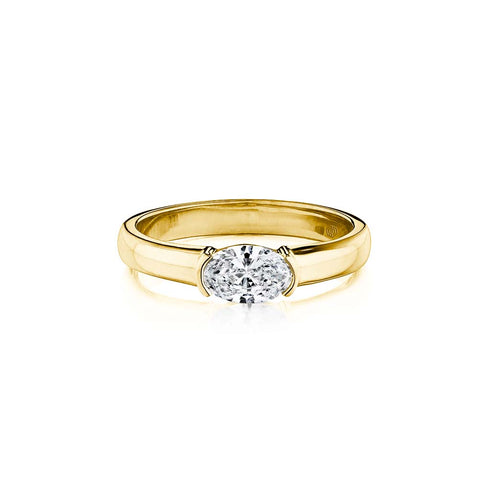 Oval Cut East West Solitaire Engagement Ring - 1