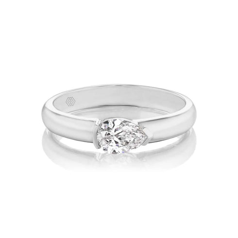 Pear Cut East West Solitaire Engagement Ring - 1