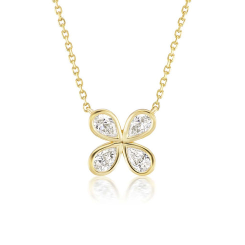 Flower Pear Cut Diamond Pendant - 1