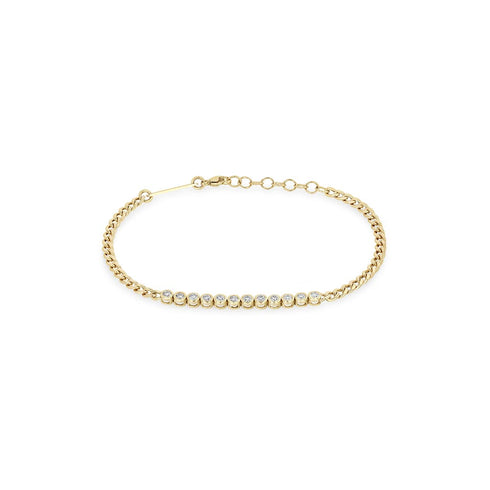 Diamond Bezel Tennis Segment Curb Chain Bracelet - 1