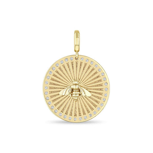 Single Bee Medium Sunbeam Medallion Charm - 1