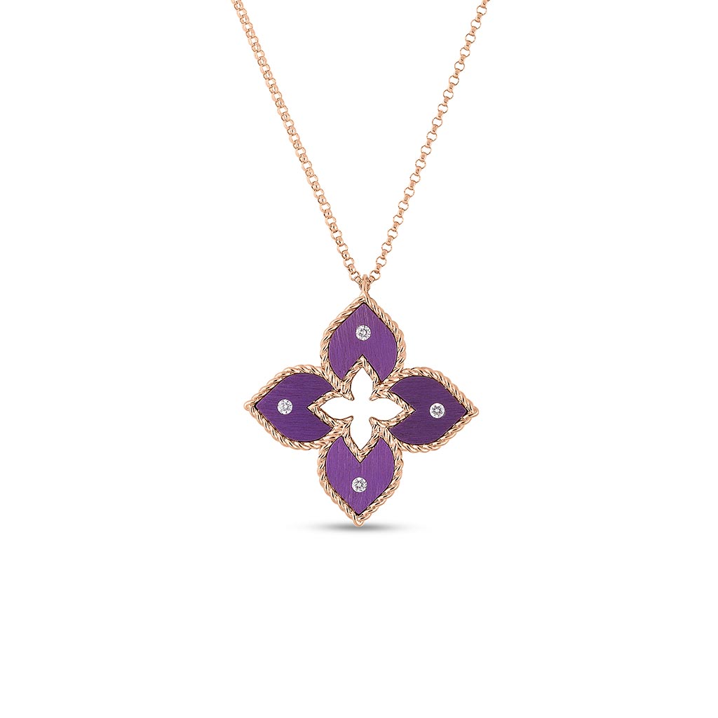 Venetian Princess Small Purple Titanium And Diamond Flower