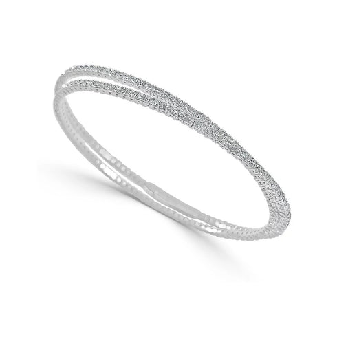 Flexible 2 Row Pave Diamond Bangle - 1