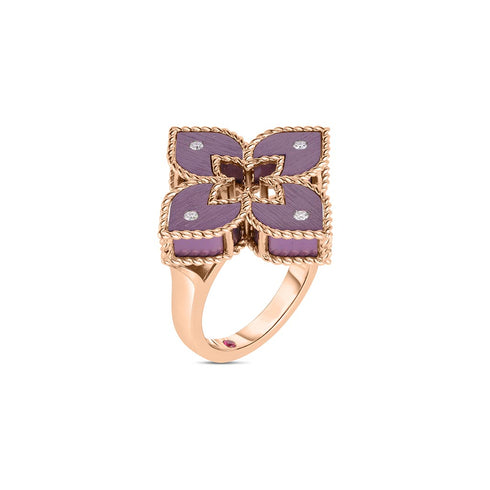 Venetian Princess Small Purple Titanium And Diamond Flower Ring - 1