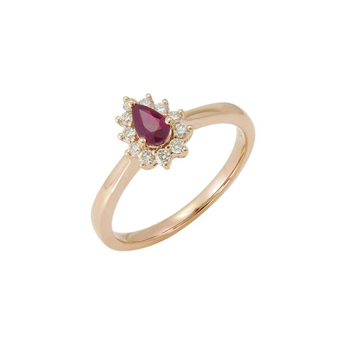 Pear-Shaped Ruby &amp; Diamond Ring - 1