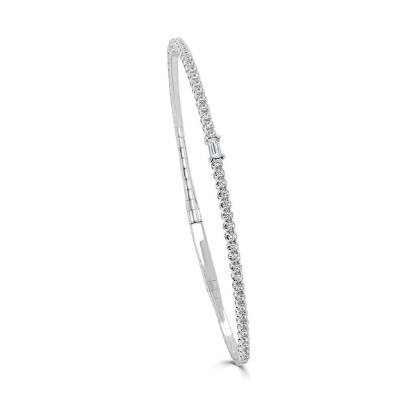 Birthstone &amp; Diamond Flexible Bangle - 1