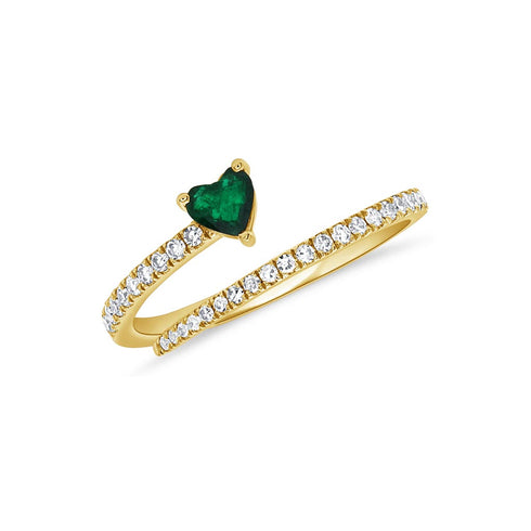 Diamond &amp; Emerald Crossover Open Ring - 1