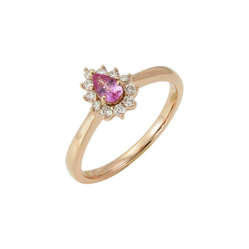 Pear-Shaped Pink Sapphire &amp; Diamond Ring - 1