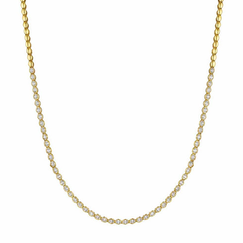 Yellow Gold Tennis With 7.50ctw Bezel Set Oval Diamonds Necklace - 1